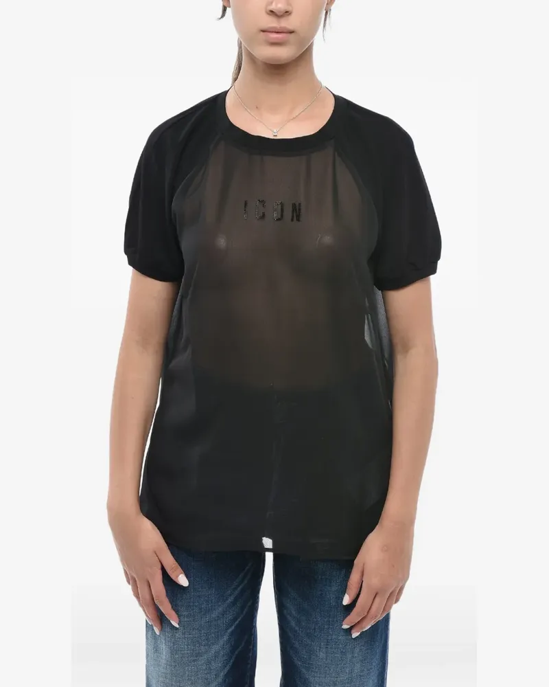 Dsquared2 Icon rhinestone-embellished T-shirt - Schwarz Schwarz