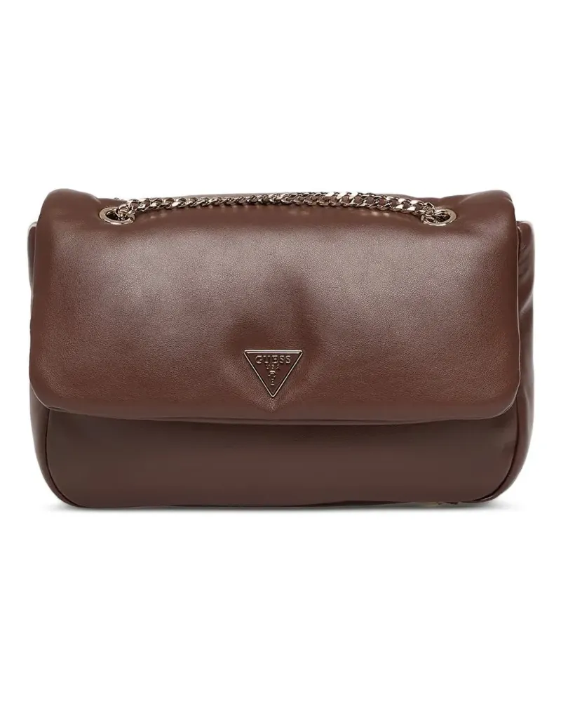 Guess Sunetra padded logo-plaque shoulder bag - Braun Braun