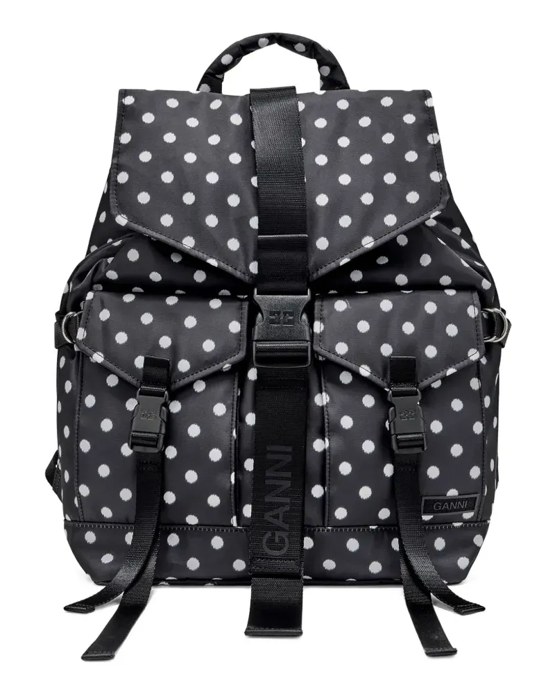 Ganni Rucksack mit Polka Dots - Schwarz Schwarz