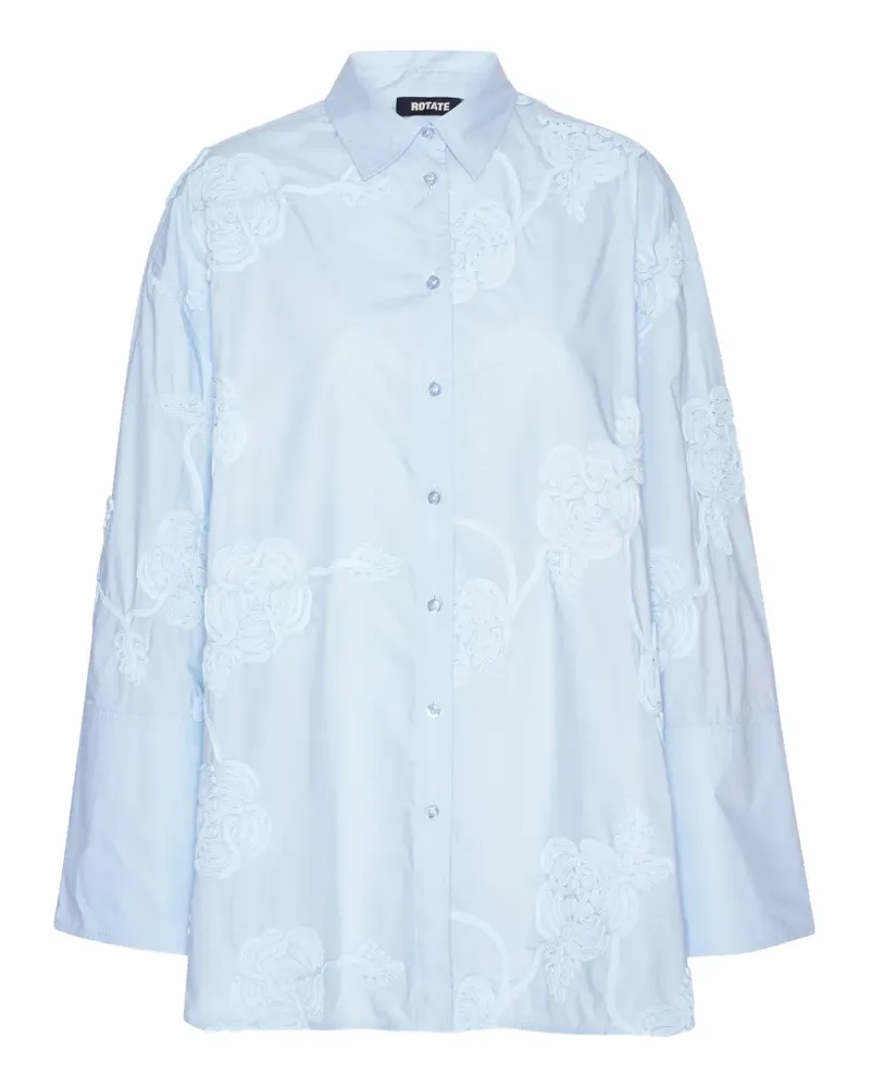 ROTATE Birger Christensen Oversized-Hemd mit Blumenapplikation - Blau Blau