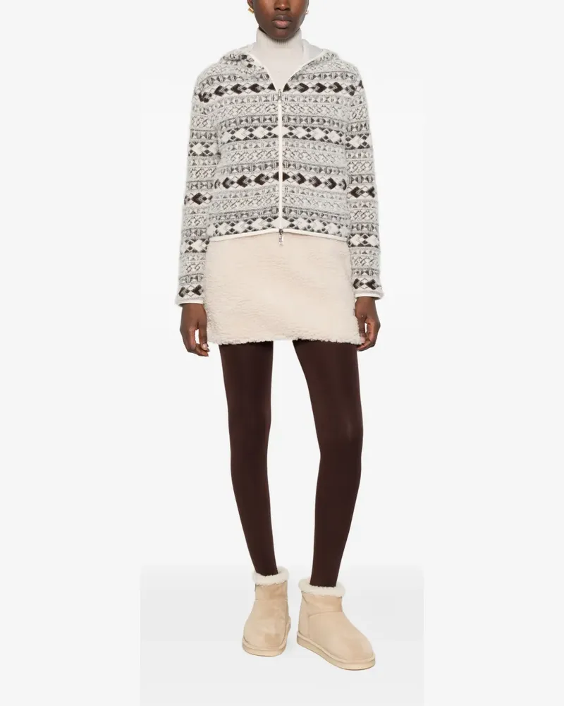 Moncler Fair Isle-knit hooded jacket - Grau Grau