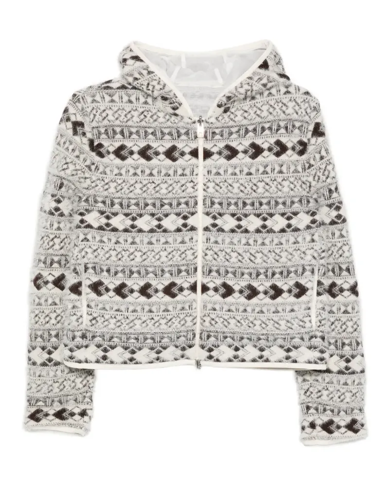 Moncler Gestrickte Fair Isle Kapuzenjacke - Grau Grau