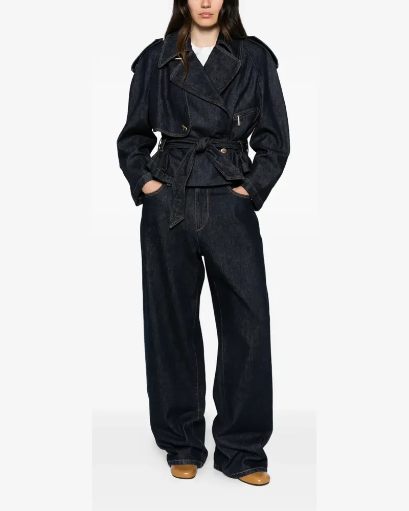 Emporio Armani belted denim jacket - Blau Blau