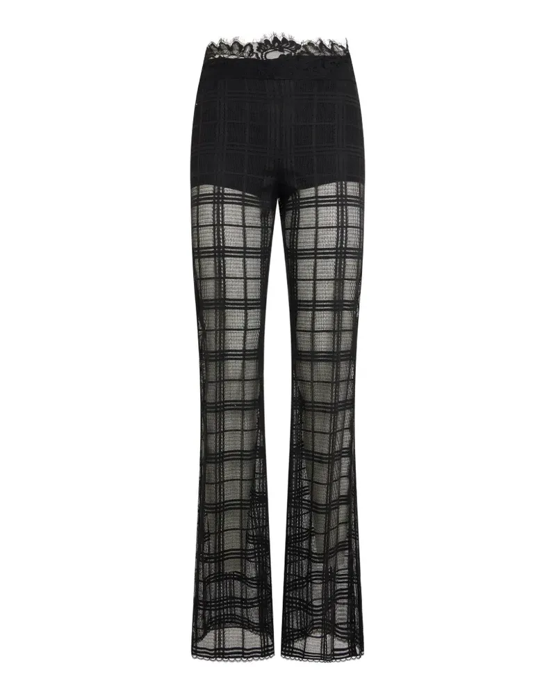 Alberta Ferretti lace-trim flared trousers - Schwarz Schwarz