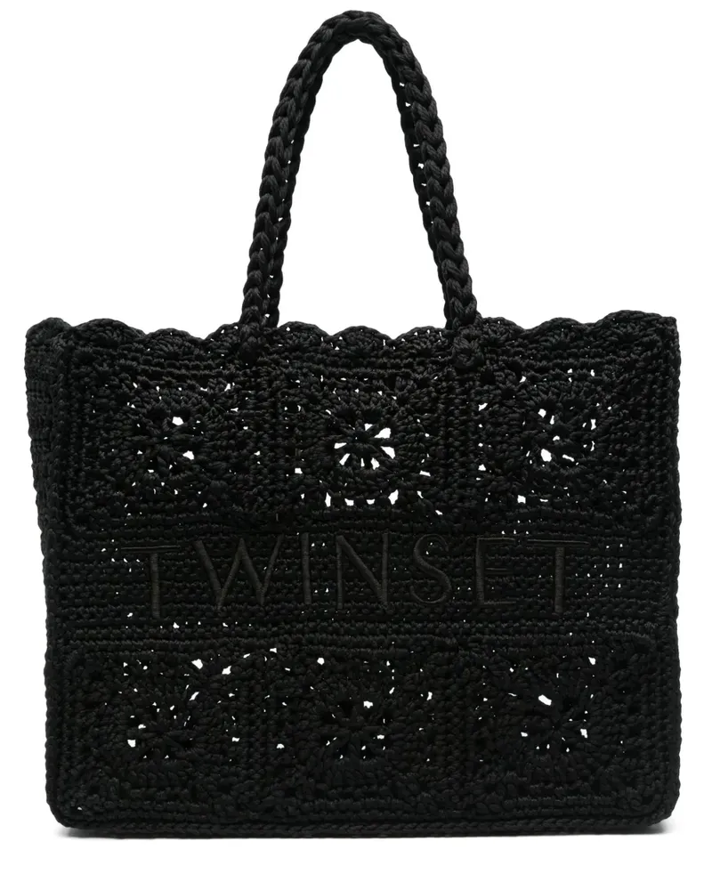 Twin-Set Gehäkelte Tote Bag - Schwarz Schwarz