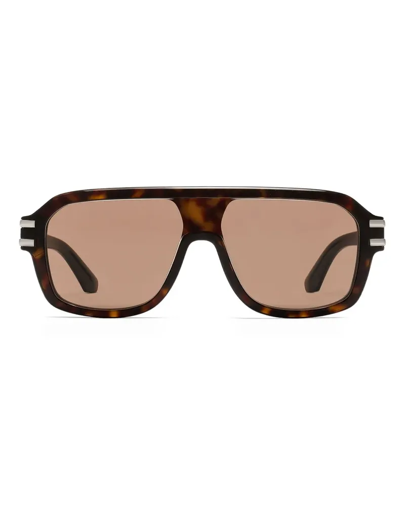Dolce & Gabbana Logo-Sonnenbrille in Schildpattoptik - Braun Braun