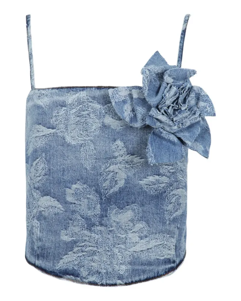 Giuseppe di Morabito Jeansoberteil aus Blumenjacquard - Blau Blau