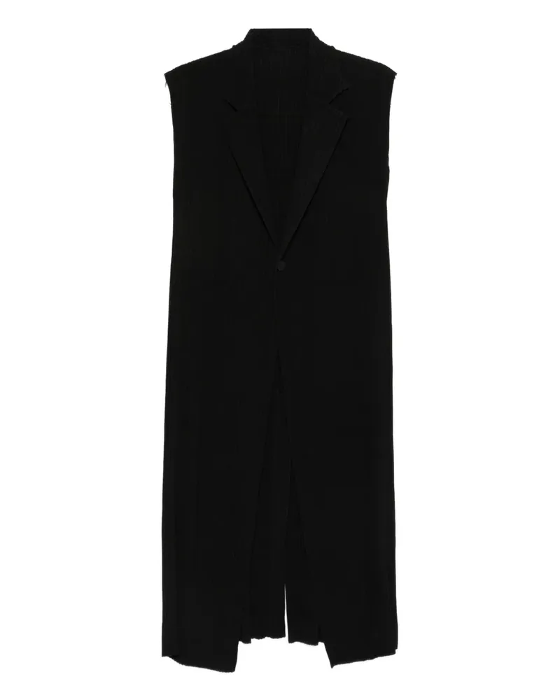 Issey Miyake Ärmelloser Hatching Mantel - Schwarz Schwarz