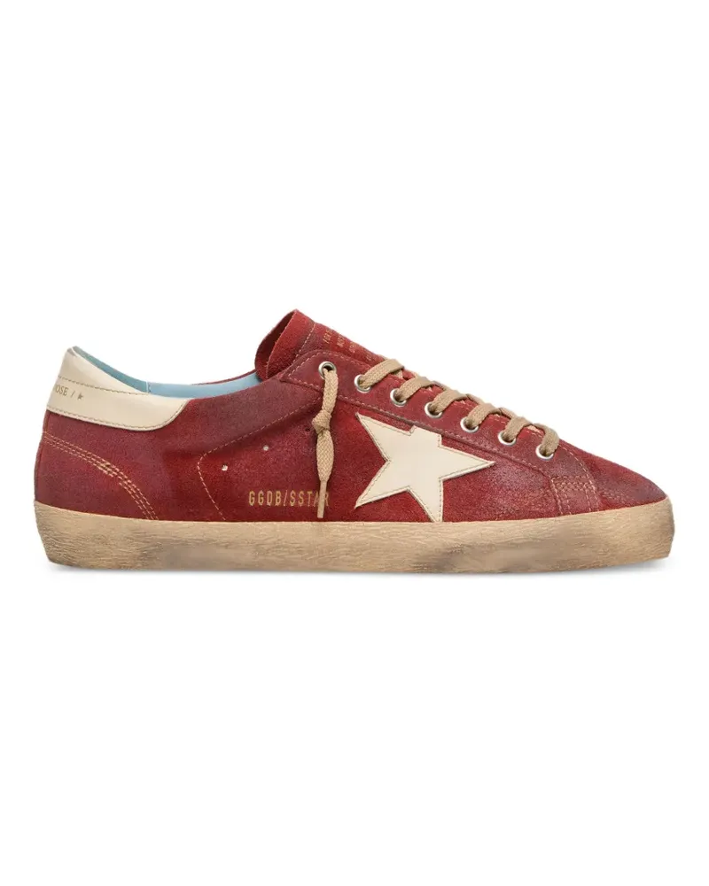 Golden Goose Super-Star Sneakers aus rotem Wildleder mit cremefarbenem Lederstern Rot