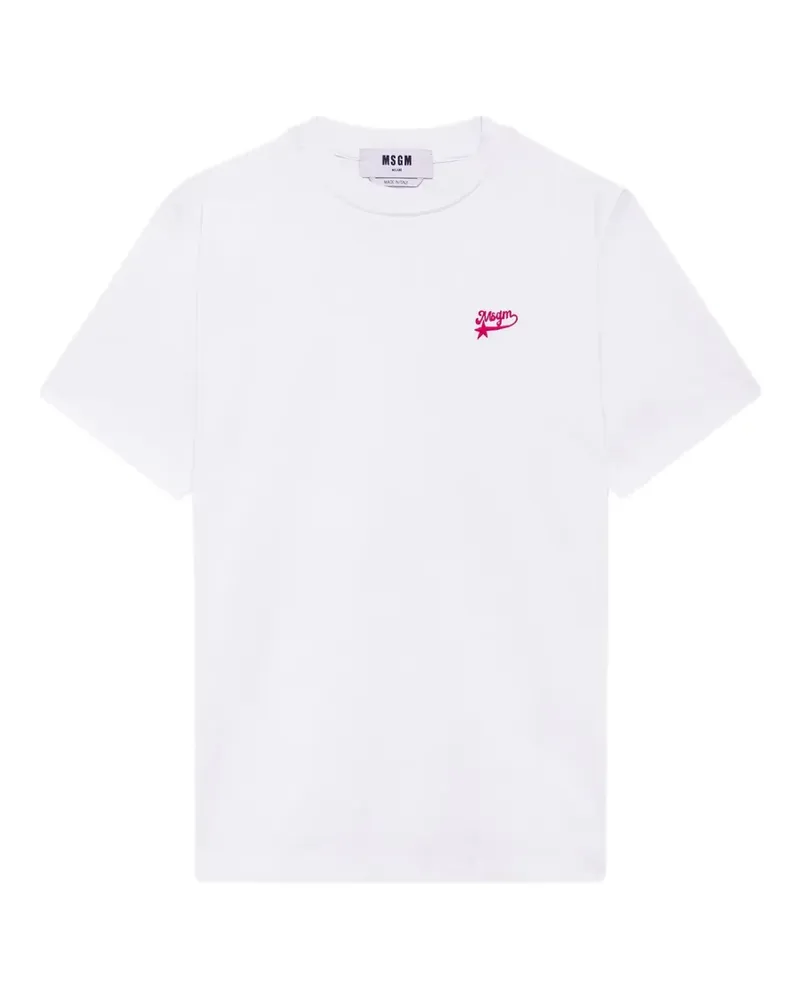 MSGM T-Shirt mit Logo-Stickerei - Weiß Weiß