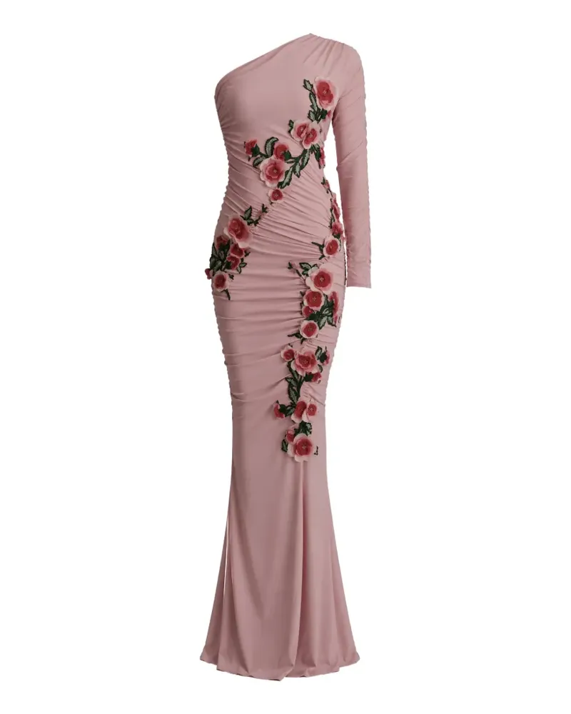Dolce & Gabbana Gerafftes Maxikleid mit Blumenstickerei - Rosa Rosa