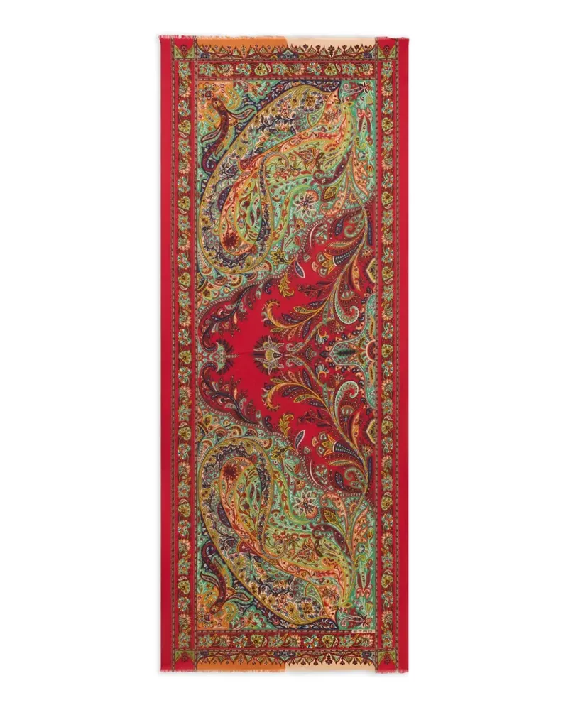 Etro paisley-print fringed cashmere scarf - Rot Rot