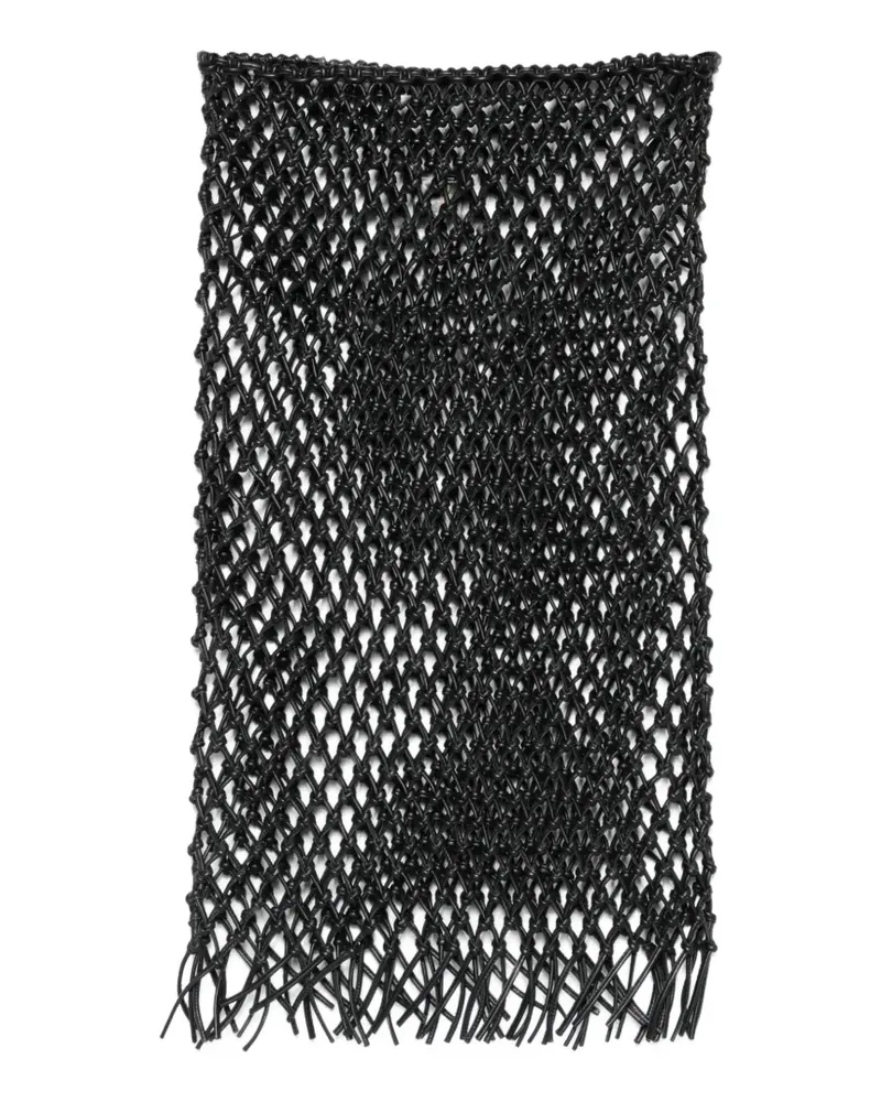 FRANKIE Shop Nelaya macramé leather midi skirt - Schwarz Schwarz