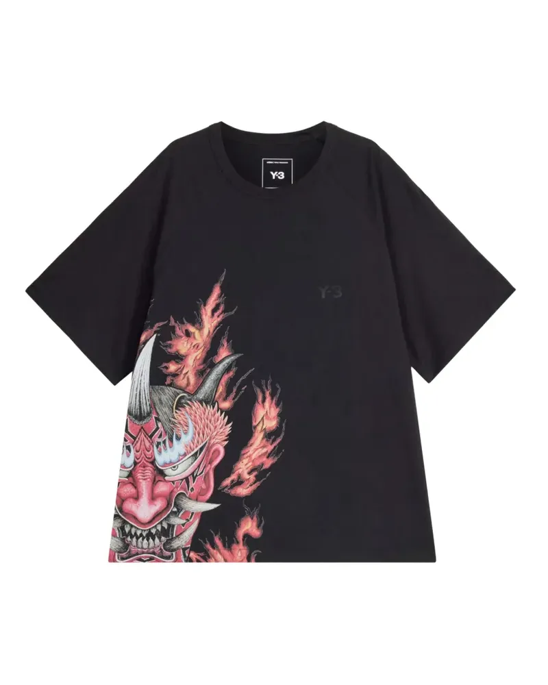 Y-3 T-Shirt mit grafischem Print - Schwarz Schwarz