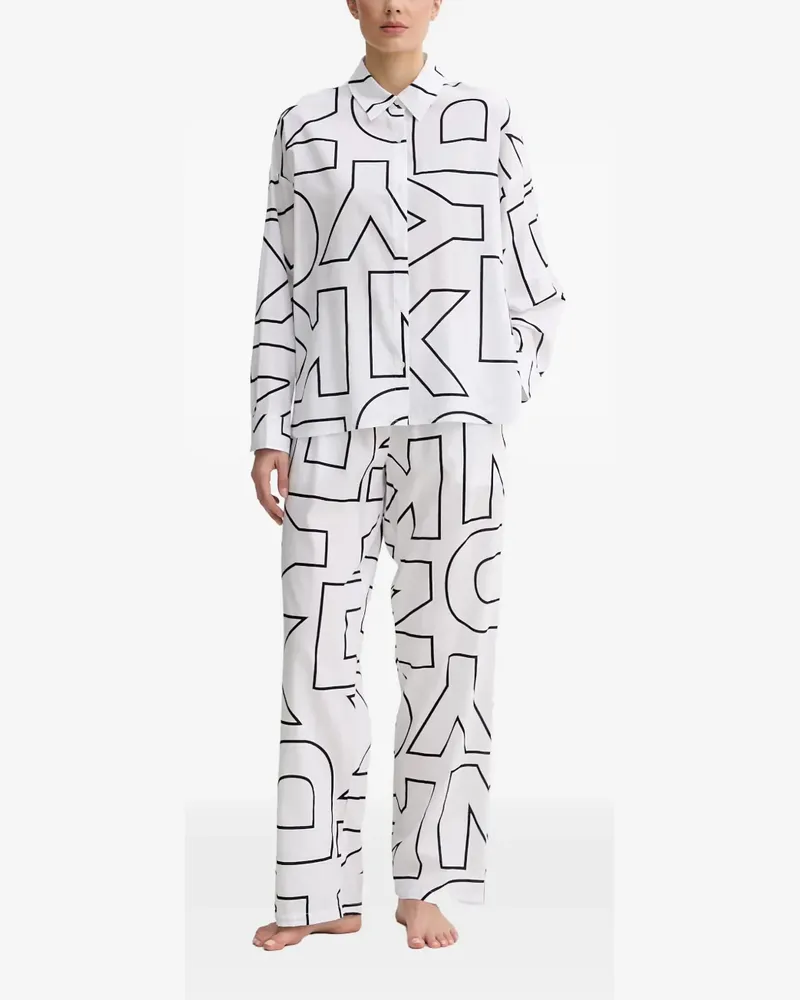 DKNY Pyjama mit Logo-Print - Weiß Weiß