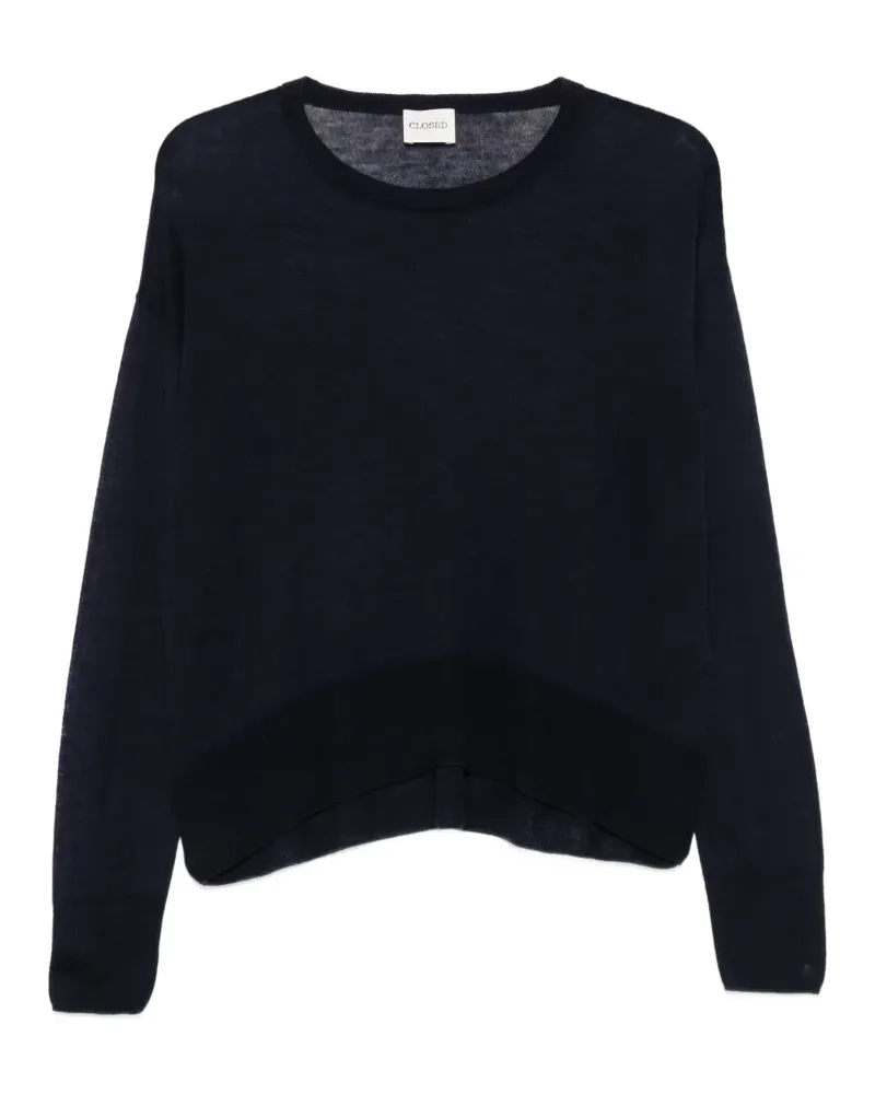 Closed fine-knit drop-shoulder sweater - Blau Blau