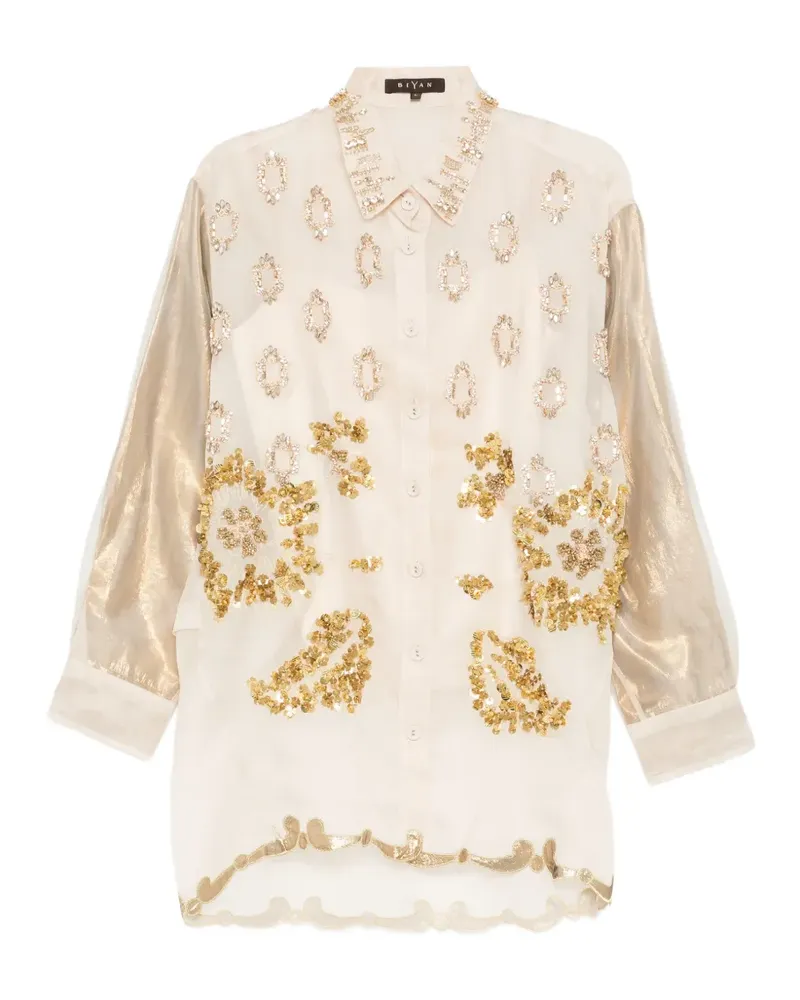 Biyan sequin-embellished shirt - Nude Nude