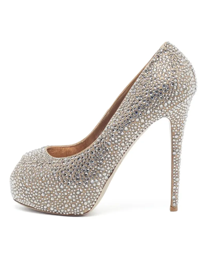 Le Silla Peep-Toe-Pumps mit Kristallen - Silber Silber