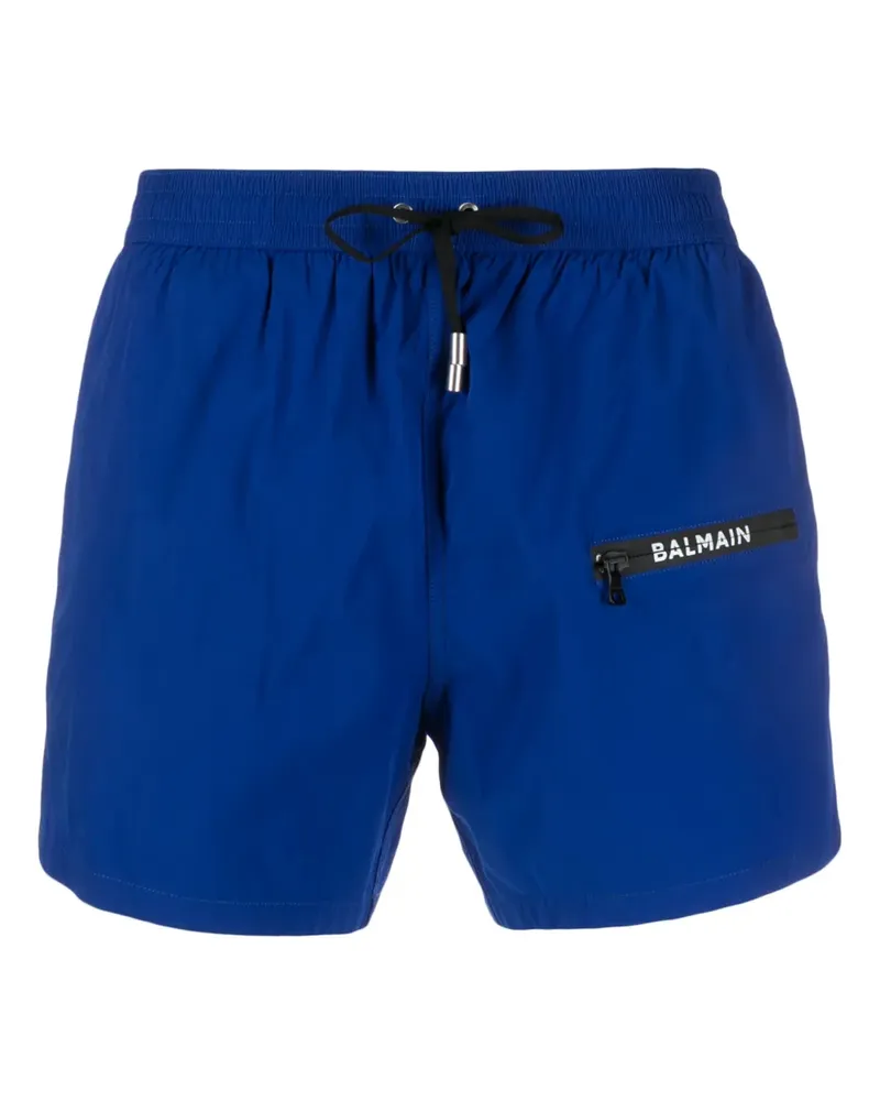 Balmain Badeshorts mit Logo-Print - Blau Blau