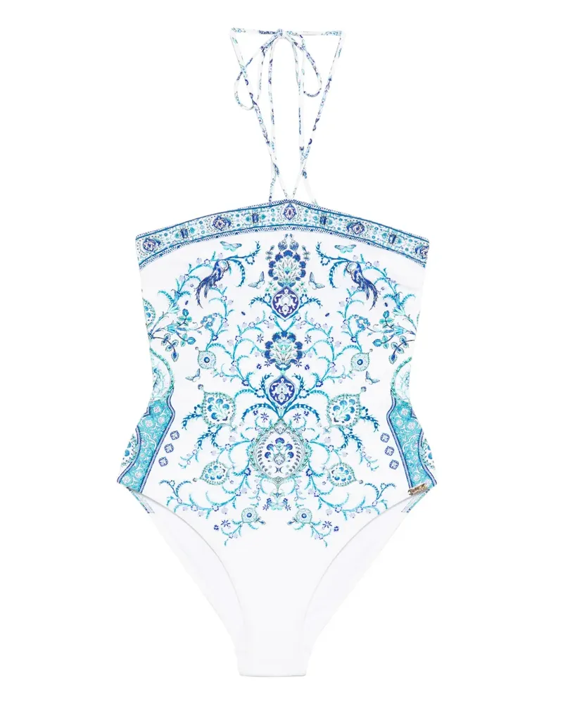 Camilla Neckholder-Badeanzug mit Paisley-Print - Weiß Weiß