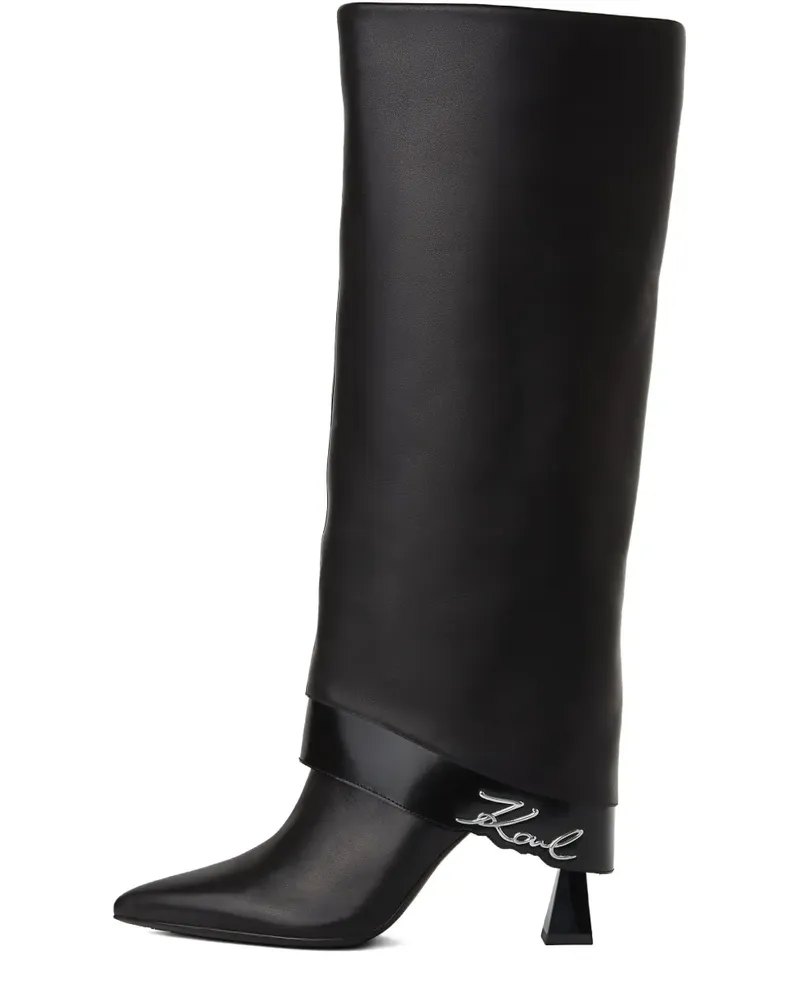 Karl Lagerfeld Kniehohe Debut Fold-Down Stiefel 90mm - Schwarz Schwarz
