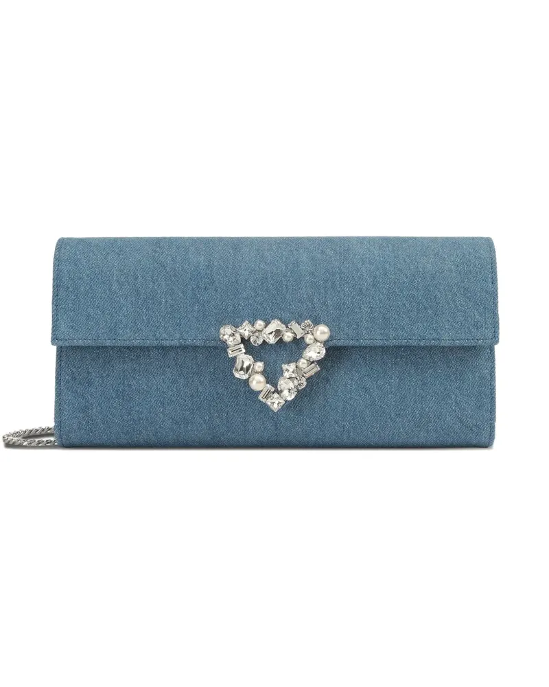 Sergio Rossi Precious Jeans-Clutch mit Herzdetail - Blau Blau