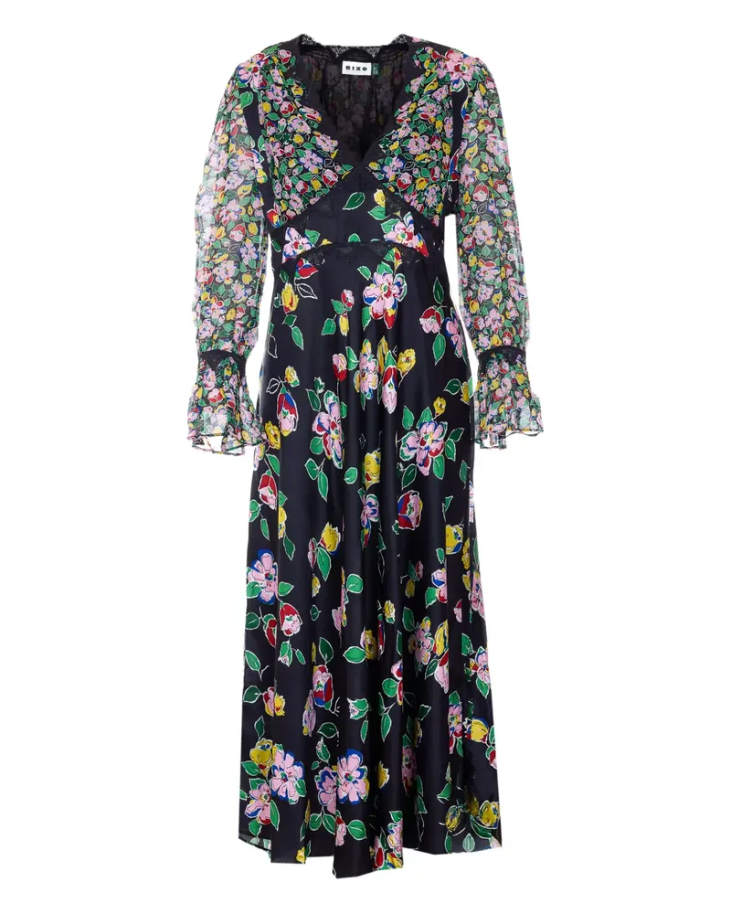 RIXO Arlena floral midi dress - Schwarz Schwarz