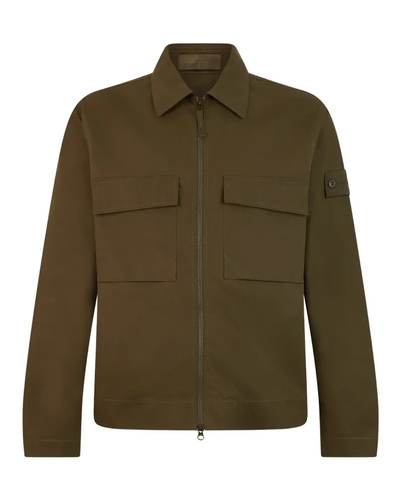 Stone Island 1200018 Allwetter-Canvas S.I. Ghost Hemdjacke - Braun Braun