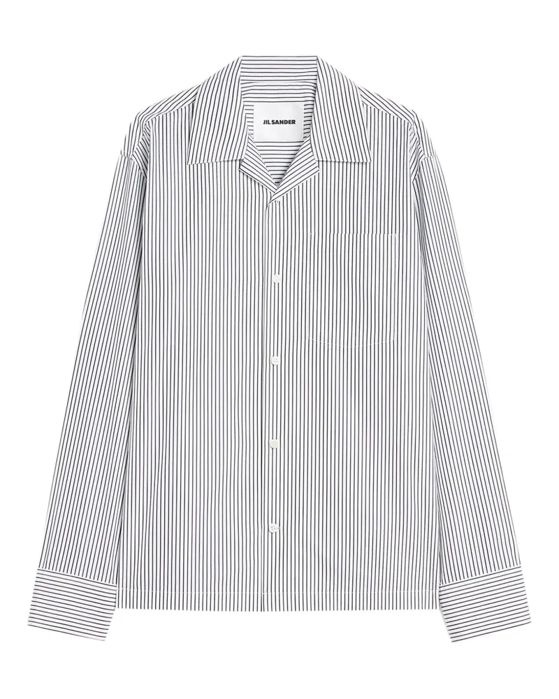 Jil Sander Leichtes Hemd mit Streifen - Weiß Weiß