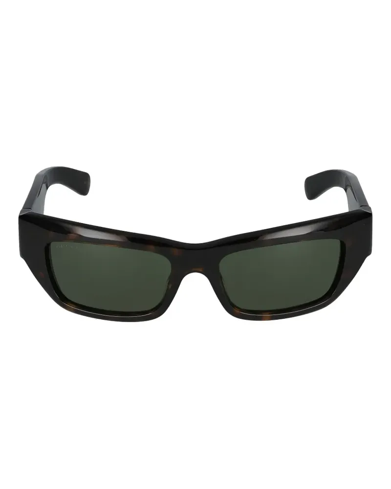 Gucci tortoiseshell-effect rectangle-frame sunglasses - Braun Braun