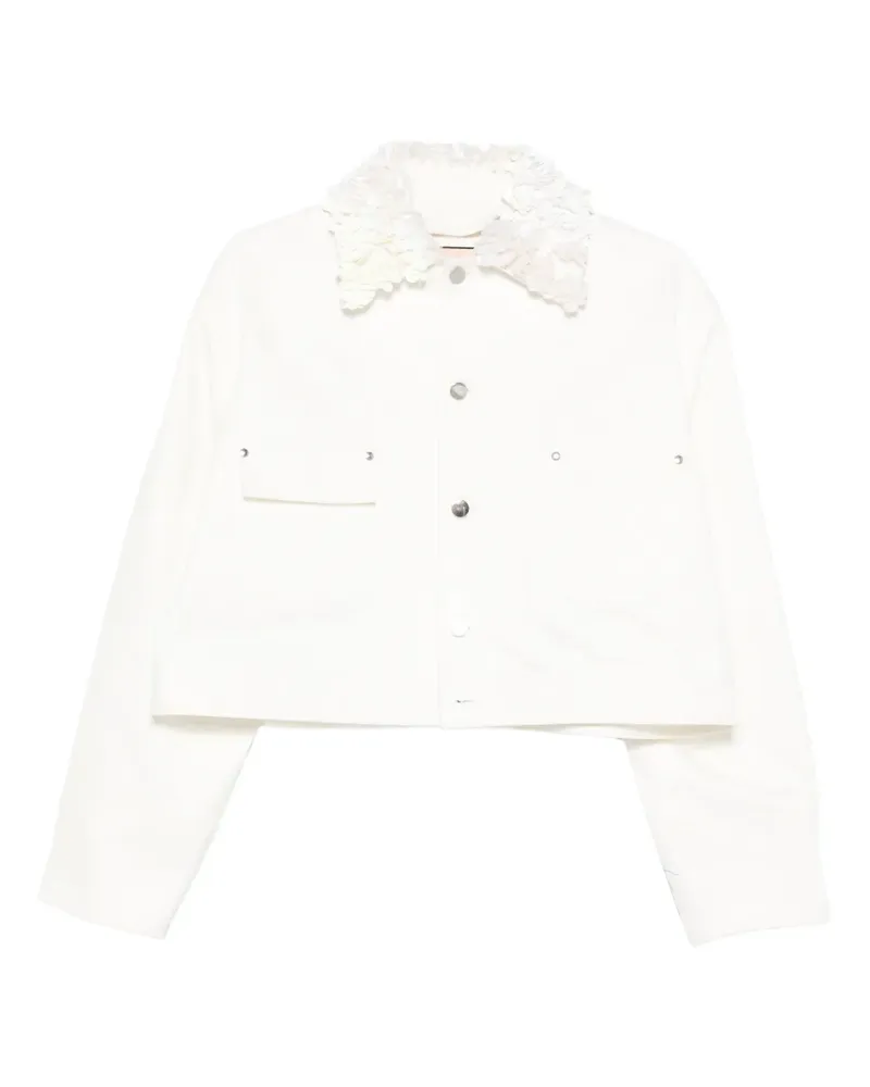 PLAN C Jacke mit Blumenkragen - Weiß Weiß