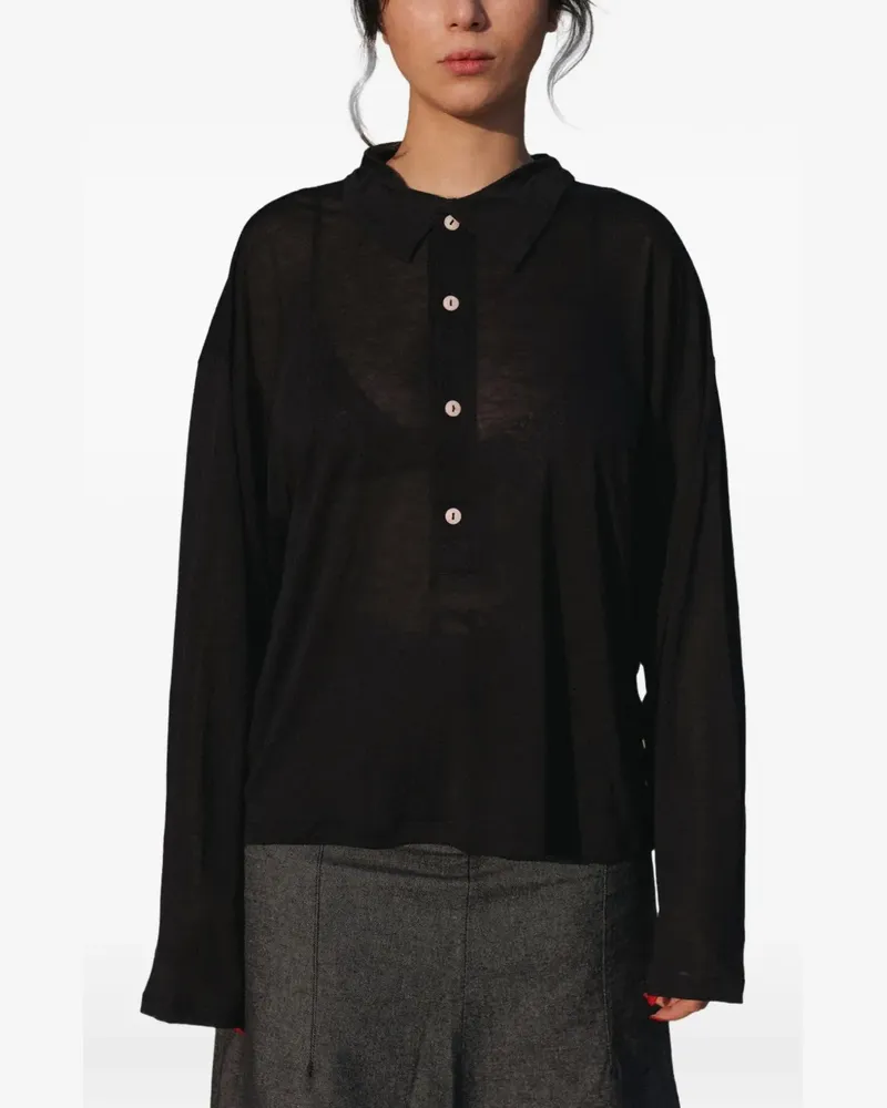 Baserange Seal lyocell polo top - Schwarz Schwarz