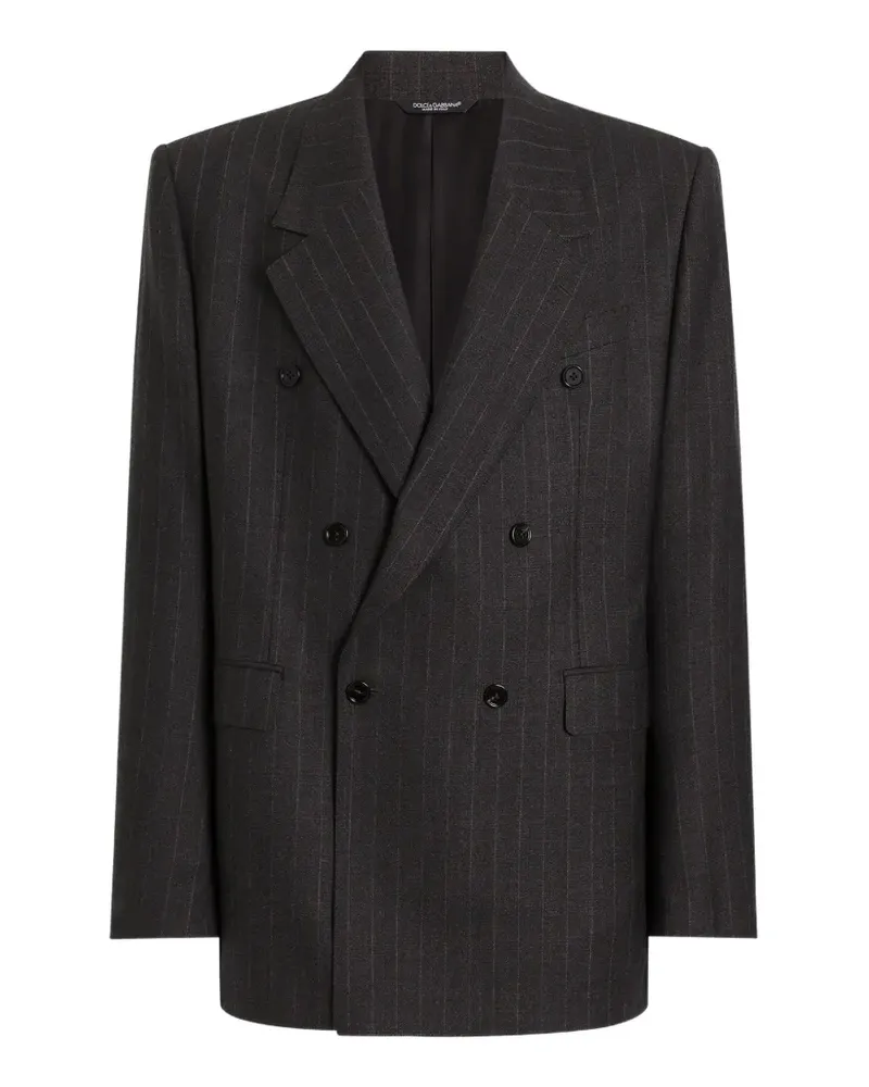 Dolce & Gabbana Einreihige Palermo Wolljacke mit Nadelstreifen - Grau Grau