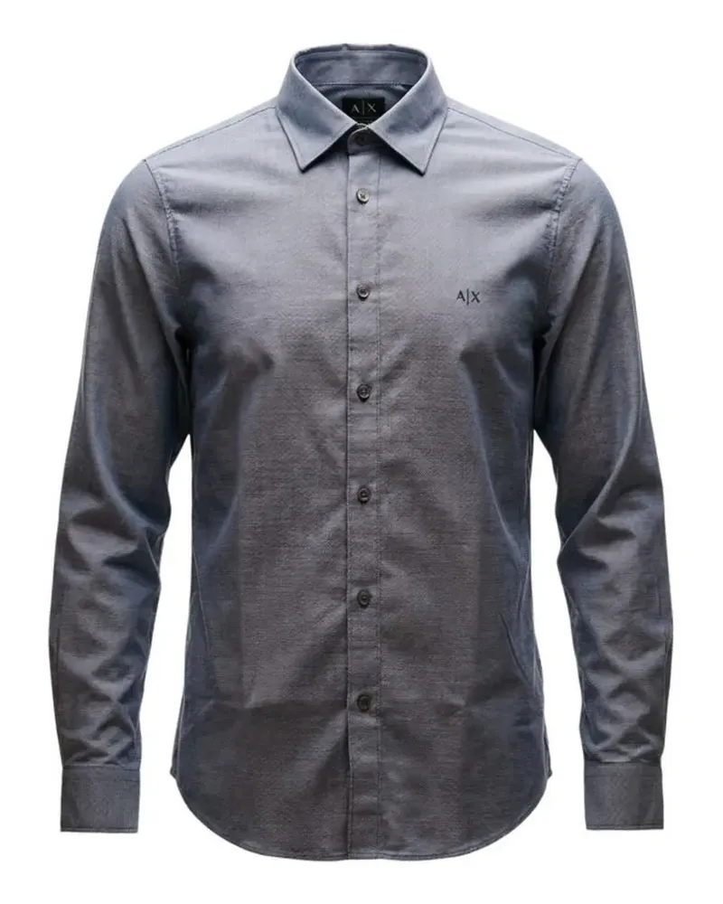 Armani Exchange Hemd mit Logo-Stickerei - Blau Blau
