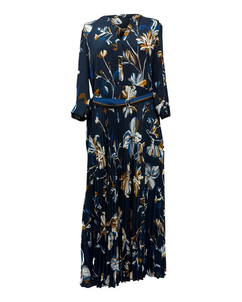 HUGO BOSS floral-print belted dress - Blau Blau