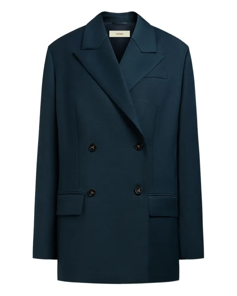 12 STOREEZ Doppelreihiges Sakko - Blau Blau