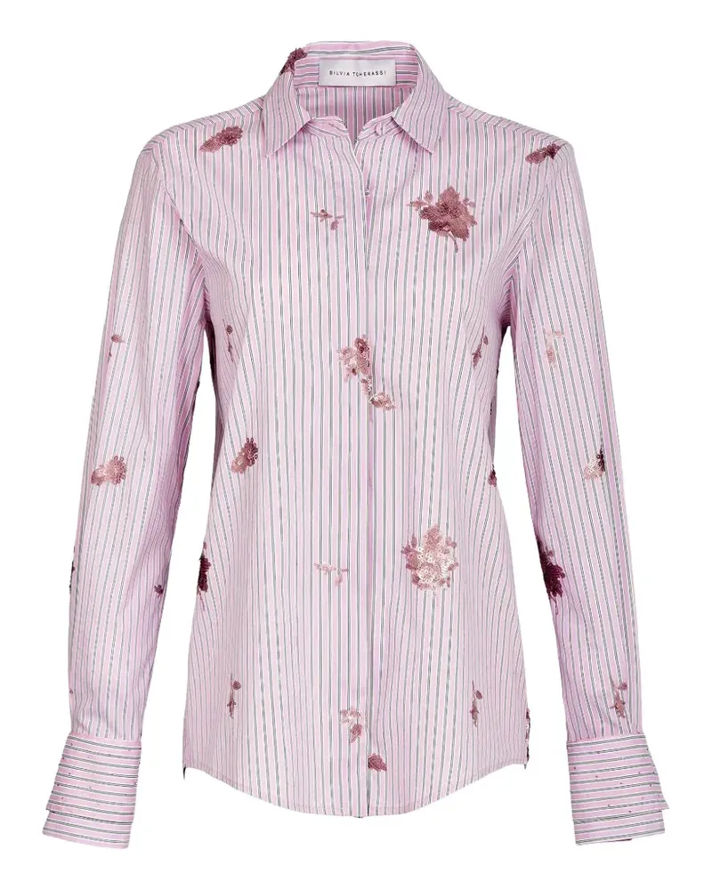 Silvia Tcherassi Gestreifte Linette Bluse mit Pailletten - Rosa Rosa