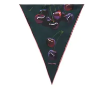 Seidenschal mit Kirschen-Print - Grün