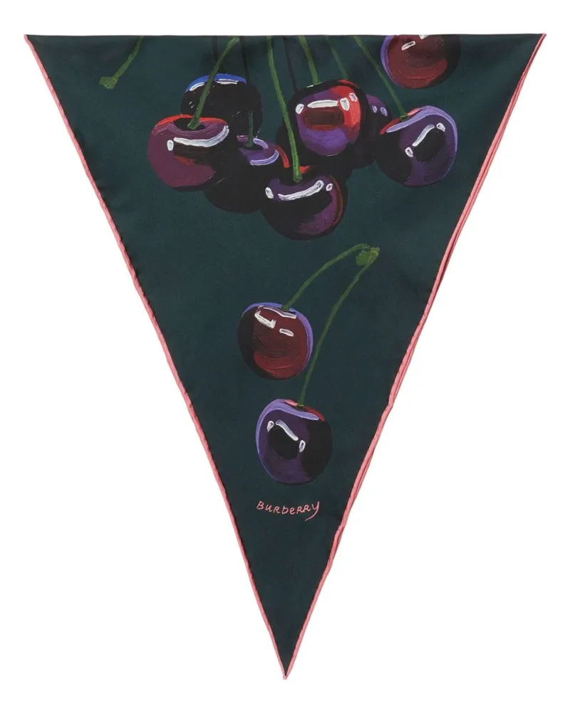 Burberry Seidenschal mit Kirschen-Print - Grün Grün
