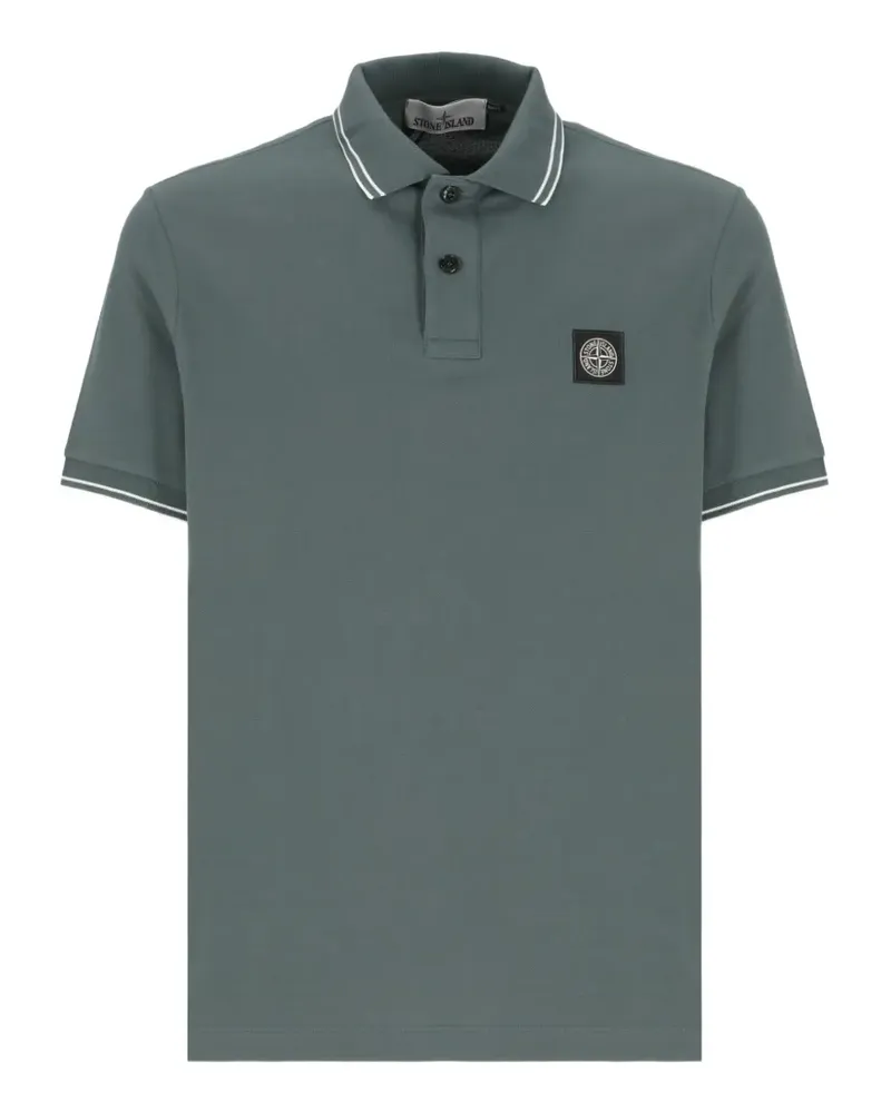Stone Island logo-patch tipped polo shirt - Grün Grün