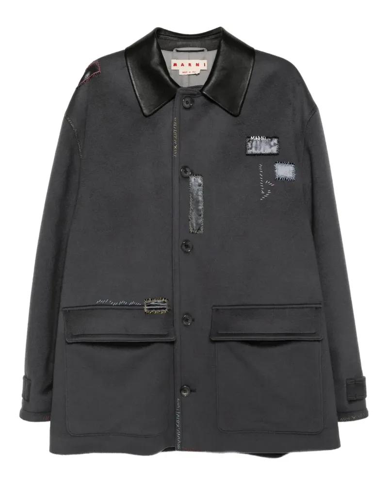 Marni Jacke mit Lederkragen - Grau Grau