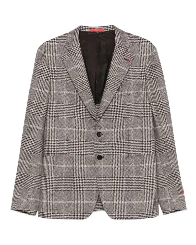Isaia Karierter Blazer mit zwei Knöpfen - Grau Grau