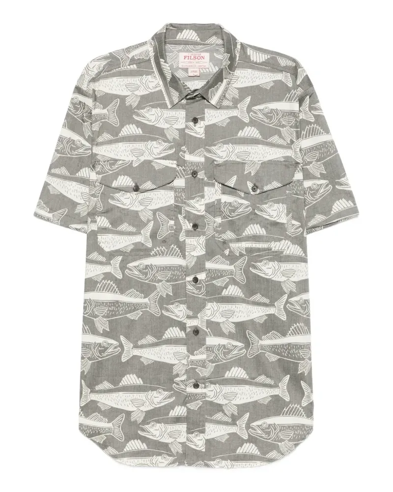 Filson Twin Lakes fish-pattern short-sleeve shirt - Grau Grau
