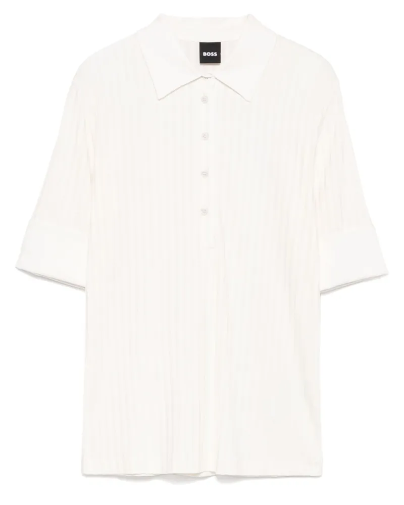 HUGO BOSS Geripptes Poloshirt - Weiß Weiß