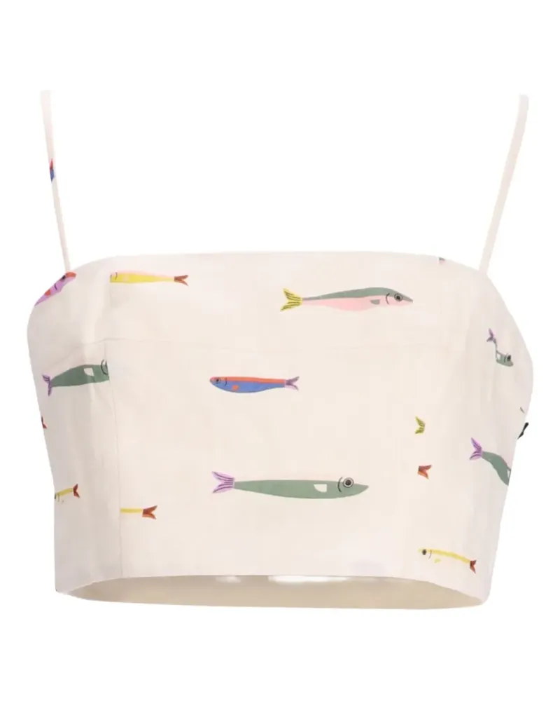 STAUD Top mit Fisch-Print - Nude Nude