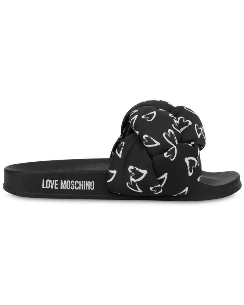 Moschino Pantoletten mit Print - Schwarz Schwarz