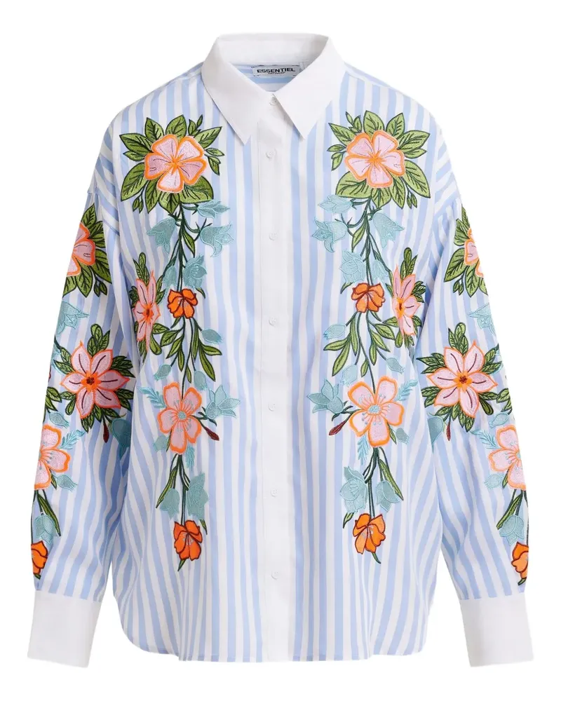 Essentiel Hemd mit Blumenstickerei - Blau Blau