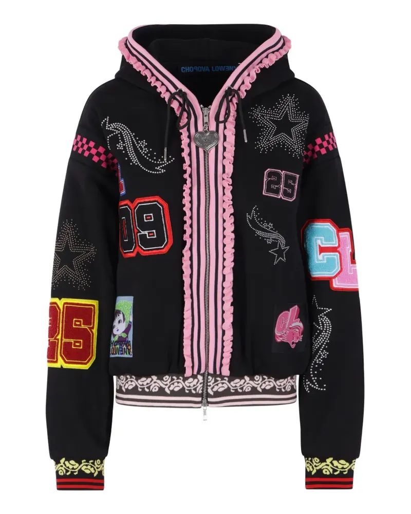 CHOPOVA LOWENA appliqué-detail zip-up hoodie - Schwarz Schwarz
