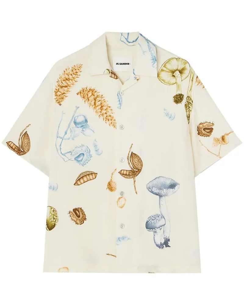 Jil Sander Kurzärmeliges Hemd mit Pilz-Print - Gelb Gelb
