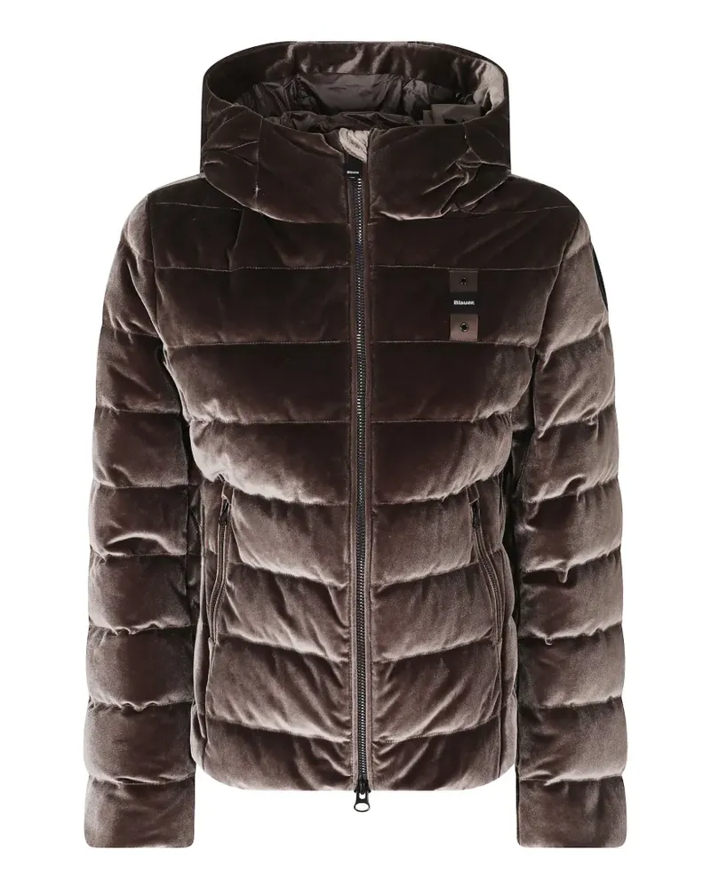 Blauer quilted velvet-effect jacket - Braun Braun